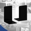 Acrimet Bookends 1 Pair, Clear Plastic Bookends for Shelves or Desktop, Book Holder for Home, Office, Library, School (Clear Crystal Color)(Black)