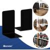 Acrimet Bookends 1 Pair, Clear Plastic Bookends for Shelves or Desktop, Book Holder for Home, Office, Library, School (Clear Crystal Color)(Black)