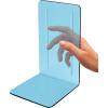 Acrimet Bookends 1 Pair, Clear Plastic Bookends for Shelves or Desktop, Book Holder for Home, Office, Library, School (Clear Crystal Color)(Clear Blue)