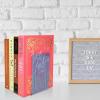 Acrimet Bookends 1 Pair, Clear Plastic Bookends for Shelves or Desktop, Book Holder for Home, Office, Library, School (Clear Crystal Color)(Clear Blue)