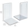 Acrimet Bookends 1 Pair, Clear Plastic Bookends for Shelves or Desktop, Book Holder for Home, Office, Library, School (Clear Crystal Color)(Clear Crystal)