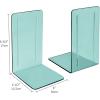 Acrimet Bookends 1 Pair, Clear Plastic Bookends for Shelves or Desktop, Book Holder for Home, Office, Library, School (Clear Crystal Color)(Clear Green)