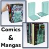 Acrimet Bookends 1 Pair, Clear Plastic Bookends for Shelves or Desktop, Book Holder for Home, Office, Library, School (Clear Crystal Color)(Clear Green)