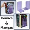 Acrimet Bookends 1 Pair, Clear Plastic Bookends for Shelves or Desktop, Book Holder for Home, Office, Library, School (Clear Crystal Color)(Clear Purple)