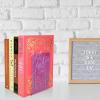 Acrimet Bookends 1 Pair, Clear Plastic Bookends for Shelves or Desktop, Book Holder for Home, Office, Library, School (Clear Crystal Color)(Clear Purple)