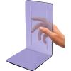 Acrimet Bookends 1 Pair, Clear Plastic Bookends for Shelves or Desktop, Book Holder for Home, Office, Library, School (Clear Crystal Color)(Clear Purple)
