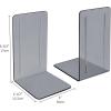 Acrimet Bookends 1 Pair, Clear Plastic Bookends for Shelves or Desktop, Book Holder for Home, Office, Library, School (Clear Crystal Color)(Clear Smoke)
