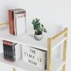 Acrimet Bookends 1 Pair, Clear Plastic Bookends for Shelves or Desktop, Book Holder for Home, Office, Library, School (Clear Crystal Color)(White)