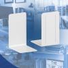 Acrimet Bookends 1 Pair, Clear Plastic Bookends for Shelves or Desktop, Book Holder for Home, Office, Library, School (Clear Crystal Color)(White)