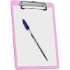 Acrimet Clipboard Memo Size A5 (9 1/4” x 6 5/16”) Low Profile Clip (Plastic) (Clear Pink Color) (3 Pack)