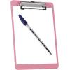 Acrimet Clipboard Memo Size A5 (9 1/4” x 6 5/16”) Low Profile Clip (Plastic) (Solid Pink Color) (3 Pack)
