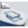 Acrimet Collapsible Articulated Letter Tray 3 Tier Plastic Desktop File Organizer (Clear Blue Color)(Clear Blue Color)