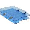 Acrimet Collapsible Articulated Letter Tray 3 Tier Plastic Desktop File Organizer (Clear Blue Color)(Clear Blue Color)