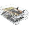 Acrimet Collapsible Articulated Letter Tray 3 Tier Plastic Desktop File Organizer (Clear Crystal Color)