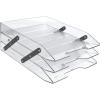 Acrimet Collapsible Articulated Letter Tray 3 Tier Plastic Desktop File Organizer (Clear Crystal Color)