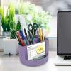 Acrimet Compact Desktop Organizer, 4 Spacious Slots, Round Pencil and Accessories Holder with Photo Slot, Ideal for Office, Art Supplies, Vanity Storage, and Home Organization (Solid Purple Plastic)