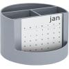 Acrimet Compact Desktop Organizer, 4 Spacious Slots, Round Pencil and Accessories Holder with Photo Slot, Ideal for Office, Art Supplies, Vanity Storage, and Home Organization (Silver Plastic)