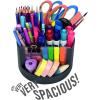 Acrimet Compact Desktop Organizer, 4 Spacious Slots, Round Pencil and Accessories Holder with Photo Slot, Ideal for Office, Art Supplies, Vanity Storage, and Home Organization (Black Plastic)