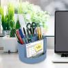 Acrimet Compact Desktop Organizer, 4 Spacious Slots, Round Pencil and Accessories Holder with Photo Slot, Ideal for Office, Art Supplies, Vanity Storage, and Home Organization (Solid Blue Plastic)