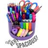 Acrimet Compact Desktop Organizer, 4 Spacious Slots, Round Pencil and Accessories Holder with Photo Slot, Ideal for Office, Art Supplies, Vanity Storage, and Home Organization (Solid Purple Plastic)