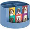 Acrimet Compact Desktop Organizer, 4 Spacious Slots, Round Pencil and Accessories Holder with Photo Slot, Ideal for Office, Art Supplies, Vanity Storage, and Home Organization (Solid Blue Plastic)