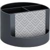 Acrimet Compact Desktop Organizer, 4 Spacious Slots, Round Pencil and Accessories Holder with Photo Slot, Ideal for Office, Art Supplies, Vanity Storage, and Home Organization (Black Plastic)