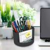 Acrimet Compact Desktop Organizer, 4 Spacious Slots, Round Pencil and Accessories Holder with Photo Slot, Ideal for Office, Art Supplies, Vanity Storage, and Home Organization (Black Plastic)
