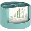 Acrimet Compact Desktop Organizer, 4 Spacious Slots, Round Pencil and Accessories Holder with Photo Slot, Ideal for Office, Art Supplies, Vanity Storage, and Home Organization (Solid Green Plastic)