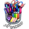 Acrimet Compact Desktop Organizer, 4 Spacious Slots, Round Pencil and Accessories Holder with Photo Slot, Ideal for Office, Art Supplies, Vanity Storage, and Home Organization (Silver Plastic)