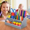 Acrimet Desktop Organizer – Easy Organizer Caddy Holder for Office, Home and School use (Plastic) (Silver Color)