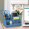 Acrimet Desktop Organizer – Easy Organizer Caddy Holder for Office, Home and School use (Plastic) (Solid Blue Color)