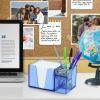 Acrimet Desktop Organizer Pencil, Pen, Paper, Clip, Caddy Holder (Plastic) (White Paper Included) (Clear Blue Color)
