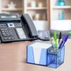 Acrimet Desktop Organizer Pencil, Pen, Paper, Clip, Caddy Holder (Plastic) (White Paper Included) (Clear Blue Color)