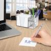 Acrimet Desktop Organizer Pencil, Pen, Paper, Clip, Caddy Holder (Plastic) (White Paper Included) (Clear Crystal Color)