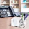 Acrimet Desktop Organizer Pencil, Pen, Paper, Clip, Caddy Holder (Plastic) (White Paper Included) (Clear Crystal Color)
