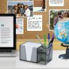 Acrimet Desktop Organizer Pencil, Pen, Paper, Clip, Caddy Holder (Plastic) (White Paper Included) (Clear Smoke Color)