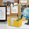 Acrimet Desktop Organizer Pencil, Pen, Paper, Clip, Caddy Holder (Plastic) (White Paper Included) (Solid Yellow Color)