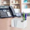 Acrimet Desktop Organizer Pencil, Pen, Paper, Clip, Caddy Holder (Plastic) (White Paper Included) (White Color)