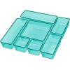 Acrimet Drawer Organizer Modular, Box Tray Storage Bins for Office, Home, Makeup, Kitchen, Junk Drawer (7 Units – 4 Sizes) (Clear Green Plastic)