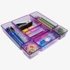 Acrimet Drawer Organizer Modular, Box Tray Storage Bins for Office, Home, Makeup, Kitchen, Junk Drawer (7 Units – 4 Sizes) (Clear Purple Plastic)(clear purple)