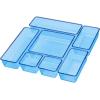 Acrimet Drawer Organizer Modular, Box Tray Storage Bins for Office, Home, Makeup, Kitchen, Junk Drawer (7 Units – 4 Sizes) (Clear Purple Plastic)(r.blue)