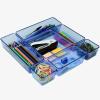 Acrimet Drawer Organizer Modular, Box Tray Storage Bins for Office, Home, Makeup, Kitchen, Junk Drawer (7 Units – 4 Sizes) (Clear Purple Plastic)(r.blue)
