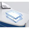 Acrimet Facility 2 Tier Letter Tray, Front Load, Letter Size/A4, Desktop File Organizer, Plastic (Clear Smoke Color)(Clear Blue)