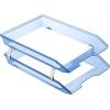 Acrimet Facility 2 Tier Letter Tray, Front Load, Letter Size/A4, Desktop File Organizer, Plastic (Clear Smoke Color)(Clear Blue)
