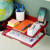 Acrimet Facility 2 Tier Letter Tray, Side Load, Letter Size/A4, Desktop File Organizer, Plastic (Clear Red Color)