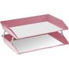 Acrimet Facility 2 Tier Letter Tray, Side Load, Letter Size/A4, Desktop File Organizer, Plastic (Solid Pink Color)
