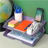 Acrimet Facility 2 Tier Letter Tray, Side Load, Letter Size/A4, Desktop File Organizer, Plastic (Solid Purple Color)