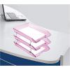 Acrimet Facility 3 Tier Letter Tray, Front Load, Letter Size/A4, Desktop File Organizer, Plastic (Clear Pink Color)