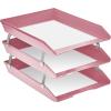 Acrimet Facility 3 Tier Letter Tray, Front Load, Letter Size/A4, Desktop File Organizer, Plastic (Solid Pink Color)