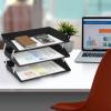 Acrimet Facility 3 Tier Letter Tray, Side Load, Letter Size/A4, Desktop File Organizer, Plastic (Clear Crystal Color)(Black)